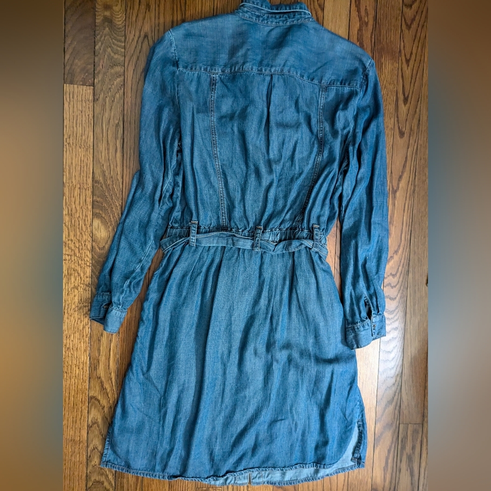 🆕 NWOT dark denim button front long sleeve belted shirt dress by velvet heart - Picture 2 of 9